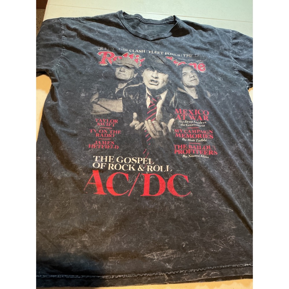 Rolling Stone AC/DC The Gospel of Rock & Roll Acid Wash Graphic T-Shirt XL